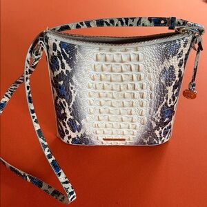 Brahmin nwot Chic Snakeskin Crossbody Bag in Blue and White